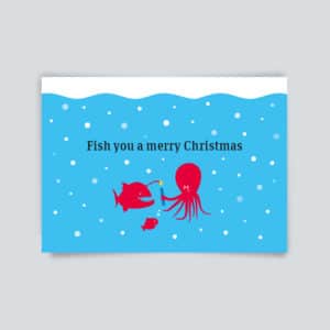 Maritime Postkarte. Fish you a merry christmas