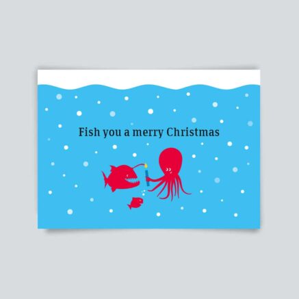 Maritime Postkarte. Fish you a merry christmas