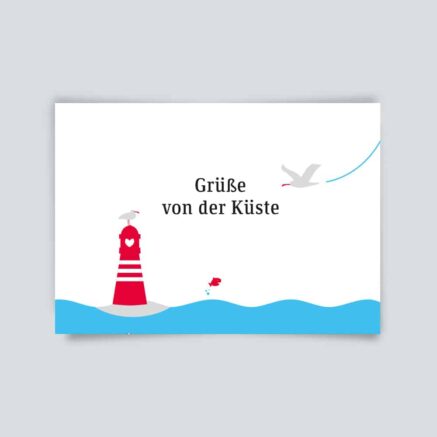 Maritime Postkarte. Grüße von der Küste.
