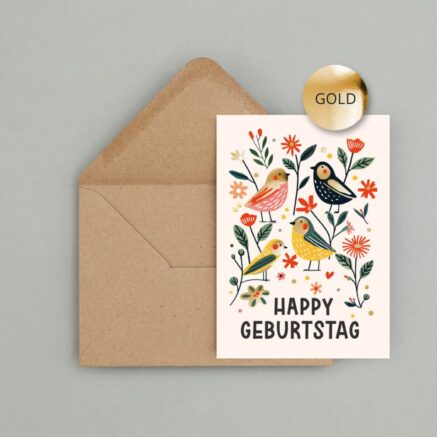 Doppelkarte mit Goldfolie: Happy Geburtstag